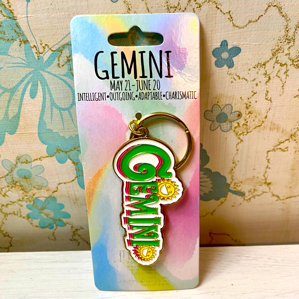 Gemini Astrology Metal Key Chain Retro Look Sun Sign The Twins